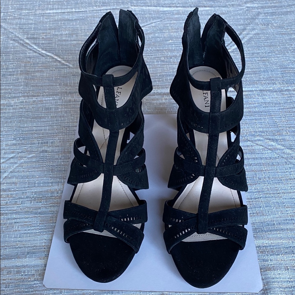 Women’s Alfani Chloey Black Cutout Sandals Heels - Picture 2 of 13